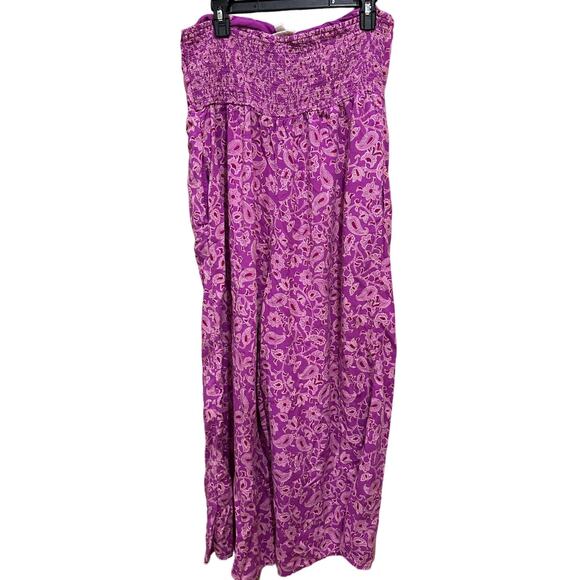 Knox Rose Jumpsuit Size L Purple Paisley Wide Leg Boho Strapless Bandeau Casual - Picture 3 of 7